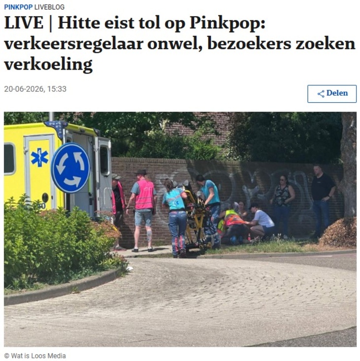 Hitte verkeersregelaar Pinkpop onwel